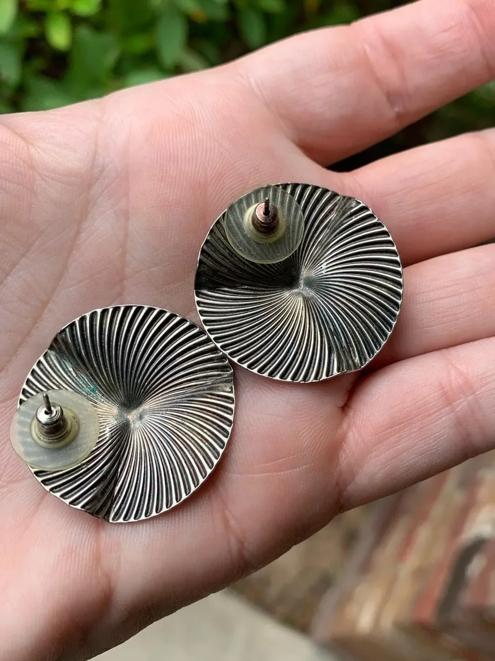 Vintage abstract Tilted Silver Western Earrings